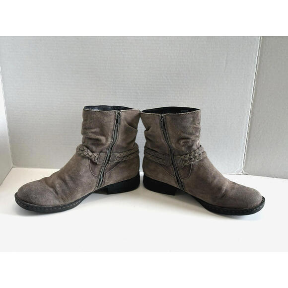 Born Ouvea Boots Womens Taupe Suede Ankle Tassel Braided Strap Zip Western Sz 10 - Picture 7 of 13